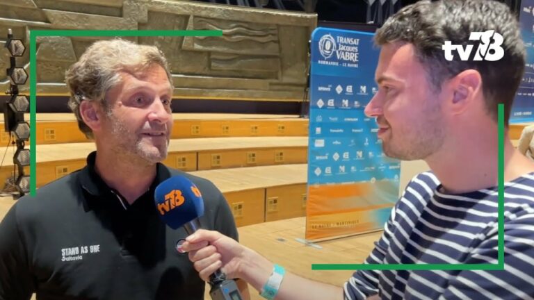 Le Versaillais Éric Bellion au départ de la transat Jacques Vabre